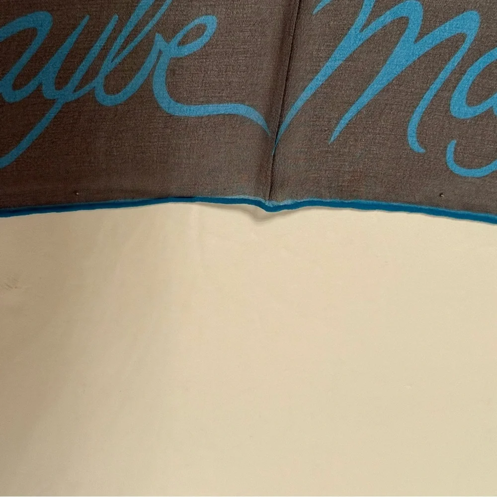 LULU GUINNESS NEW SCARF BLACK BLUE GRAPHIC YES NO MAYBE SILK SQUARE NWT